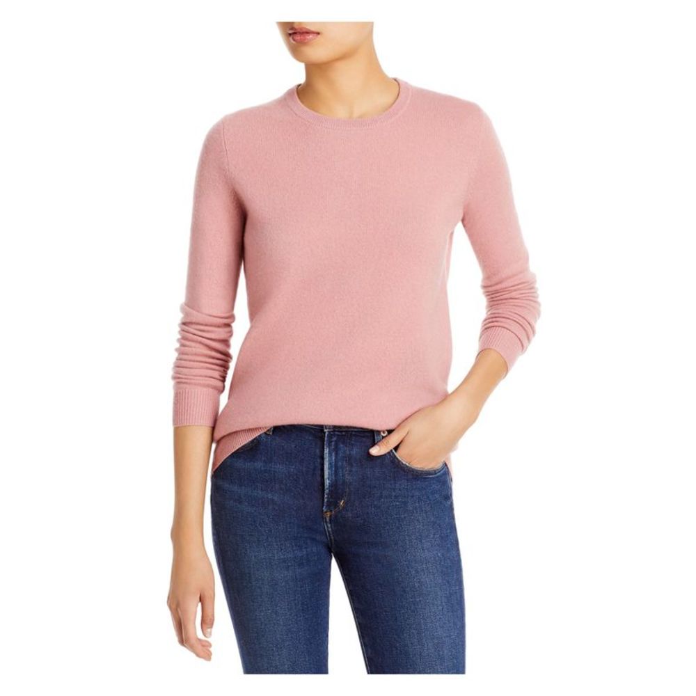 Designer Brand Womens Pink Cashmere Long Sleeve Crew Neck Wear To Work Sweater S